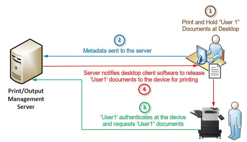 diagram depicting the various components and logic flow of a direct secure release solution